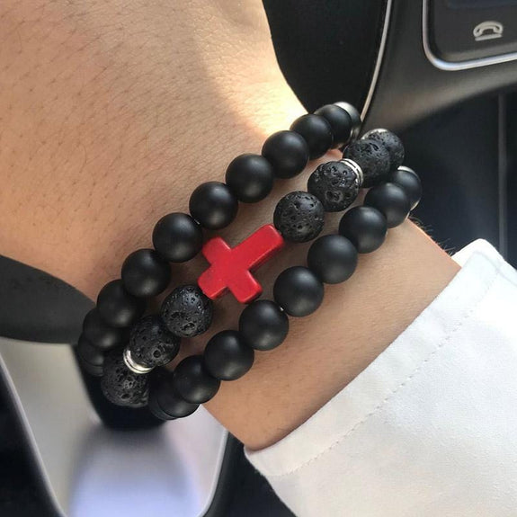 black bracelets with cross