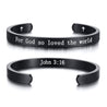 cuff bracelet with bible verse john 3:16 black