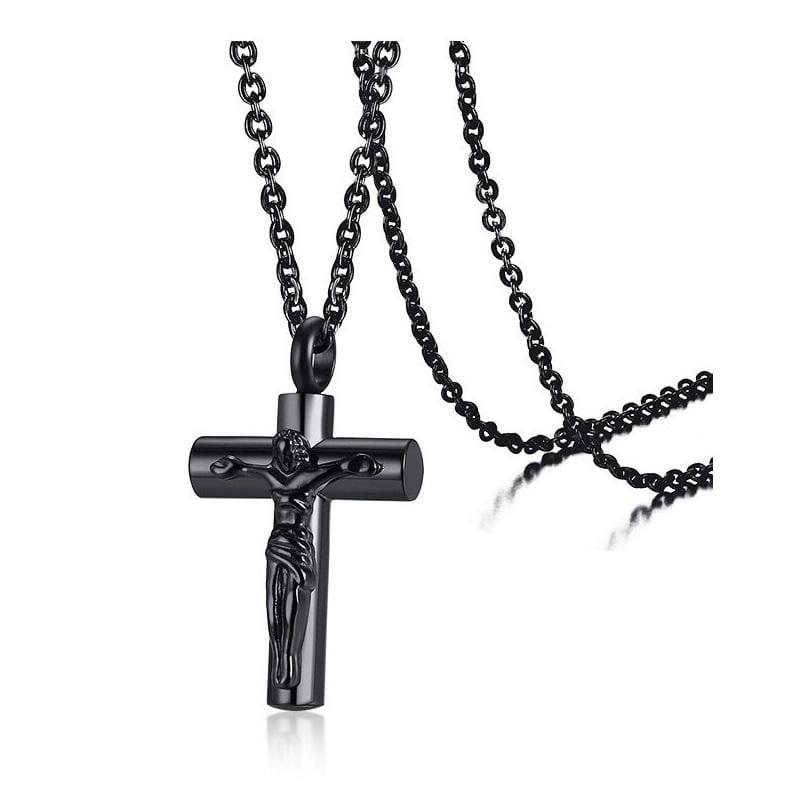 Black Jesus Cross Necklace