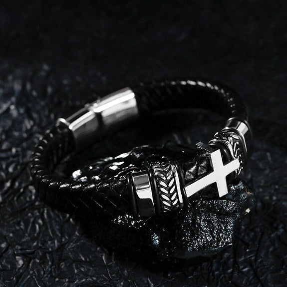 black-latin-cross-bracelet-for-men