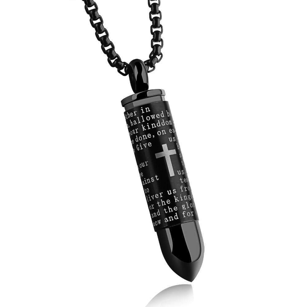 Lord's Prayer Bullet Necklace black