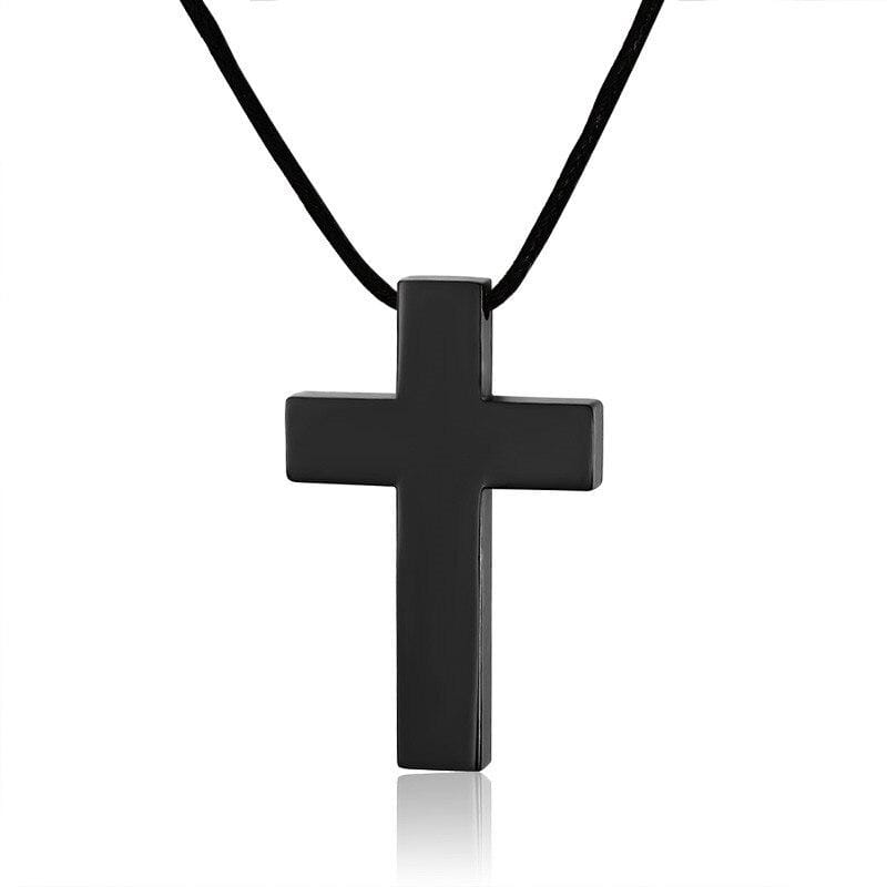 black-mens cross-rope-necklace