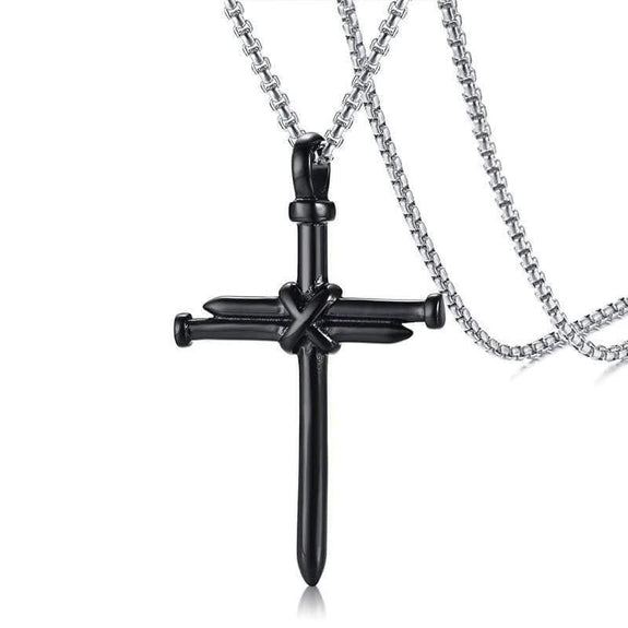 Black Nail Cross Necklace