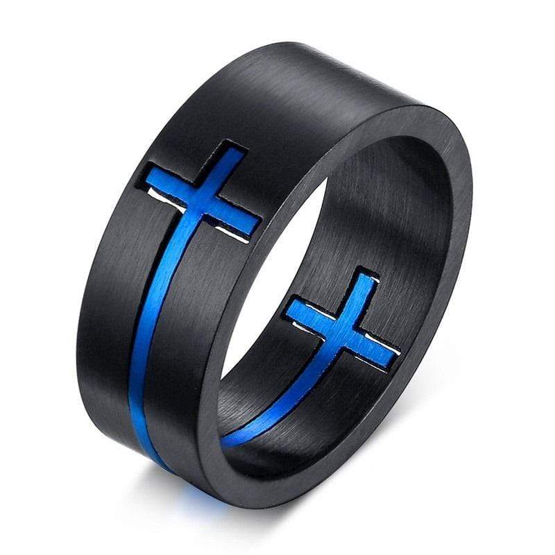 Christian Cross Ring blue