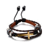 Leather Bracelet With Sideways Cross brown