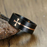christian black ring and rose gold