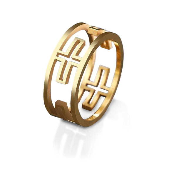 Buy Men's Stainless Steel Crystal Christian Holy Jesus Cross Wedding Band  Signet Ring Gold Online at desertcartINDIA