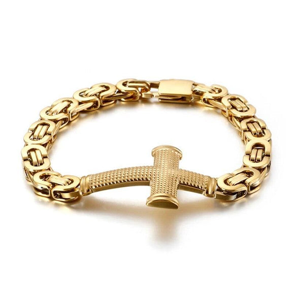 cross-link-chain-bracelet-gold