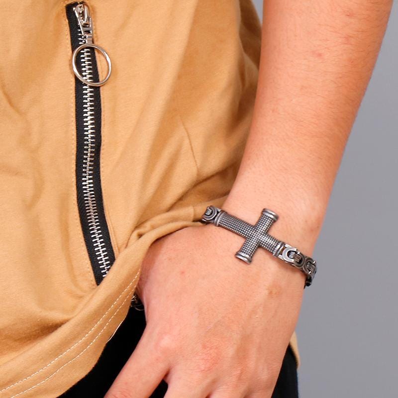 men's cross-link-chain-bracelet
