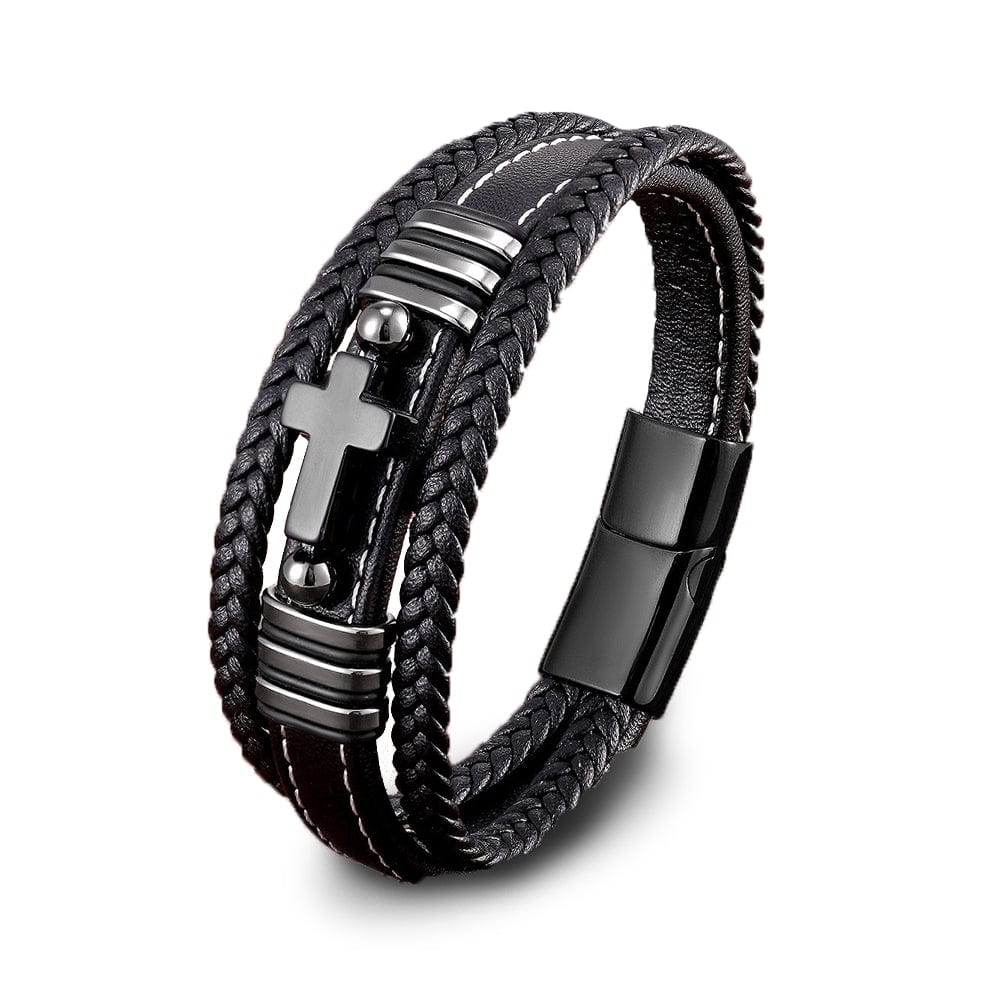 cross-multi-layer-bracelet-black