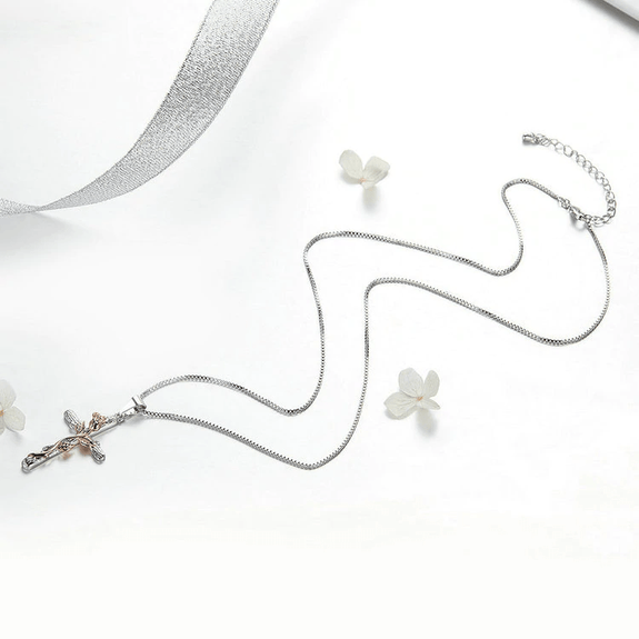 Flower Cross Necklace for Women