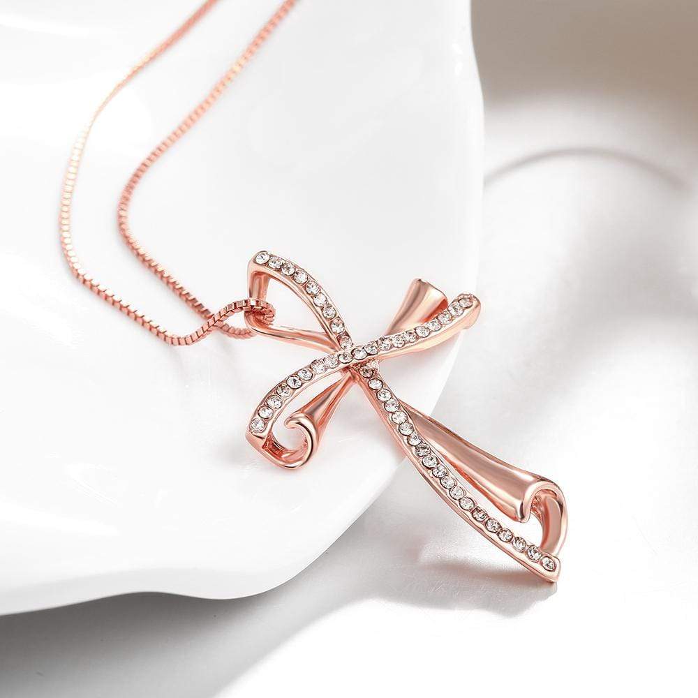 Rose gold womens cross necklace Outlet