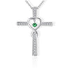 cross necklace with heart in the middle green
