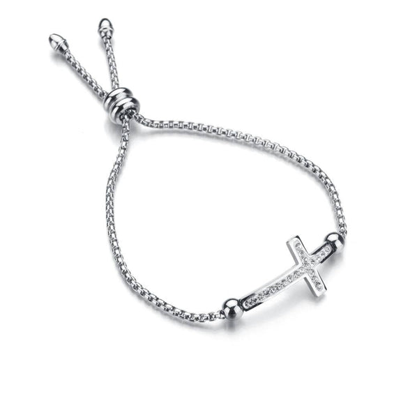 cross slide bracelet silver women