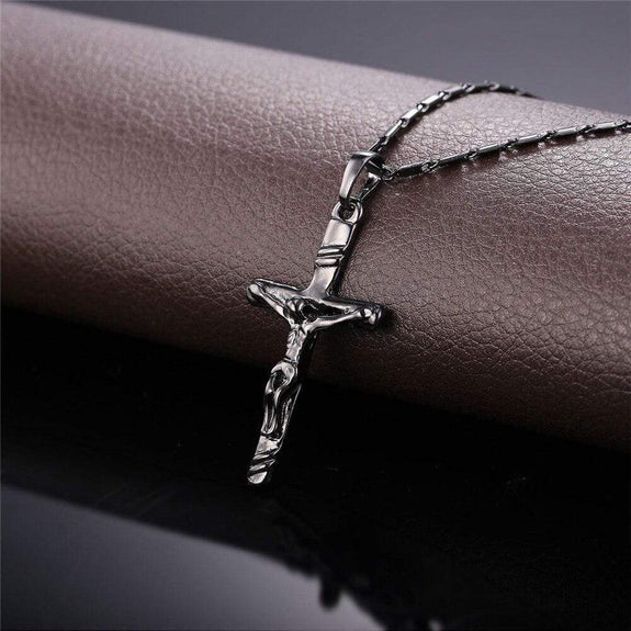 crucifix cross Black necklace