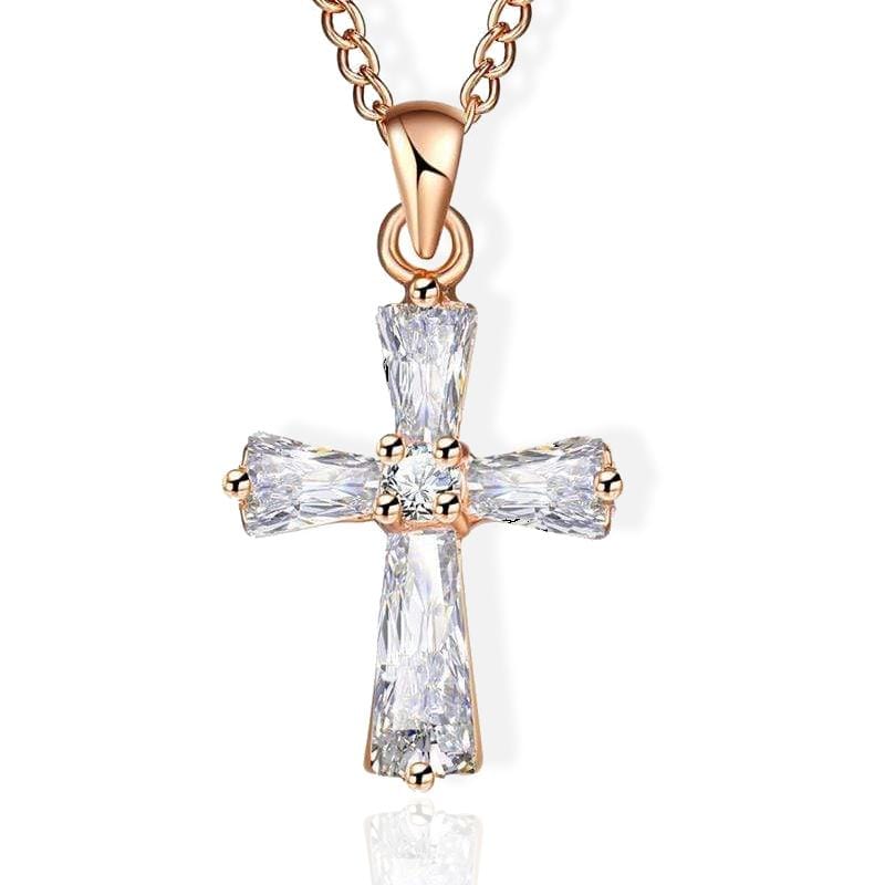 Crystal Cross Necklace gold