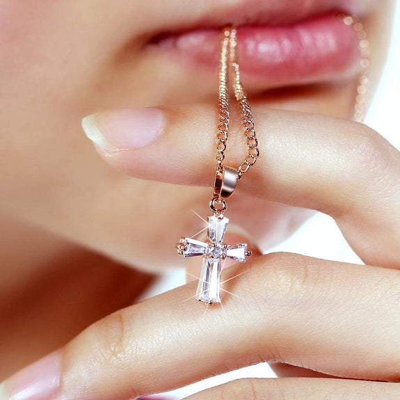 Cross Necklace made with Crystal 