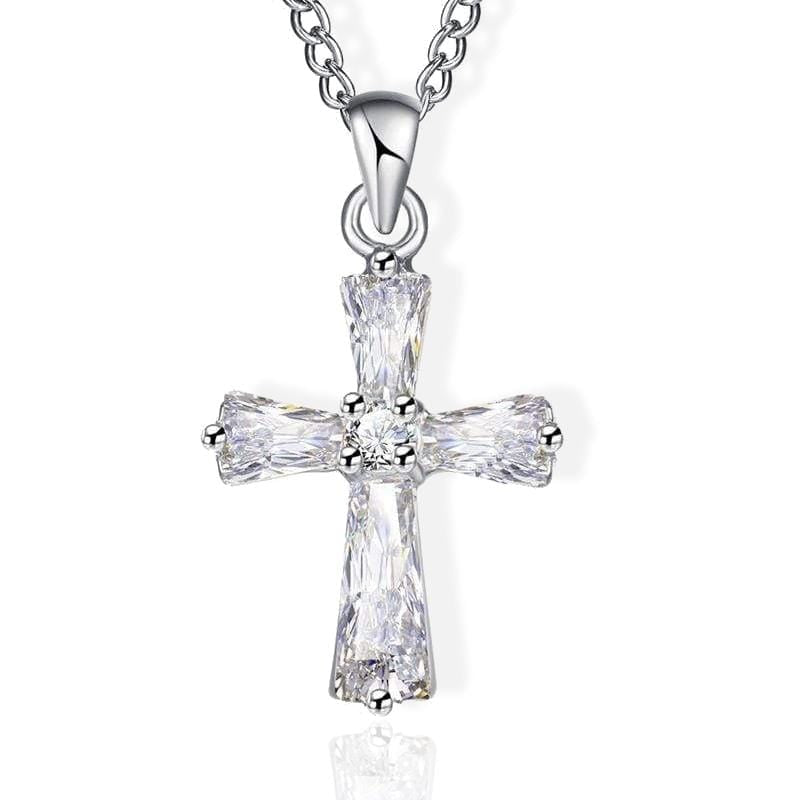 Crystal Cross Necklace silver