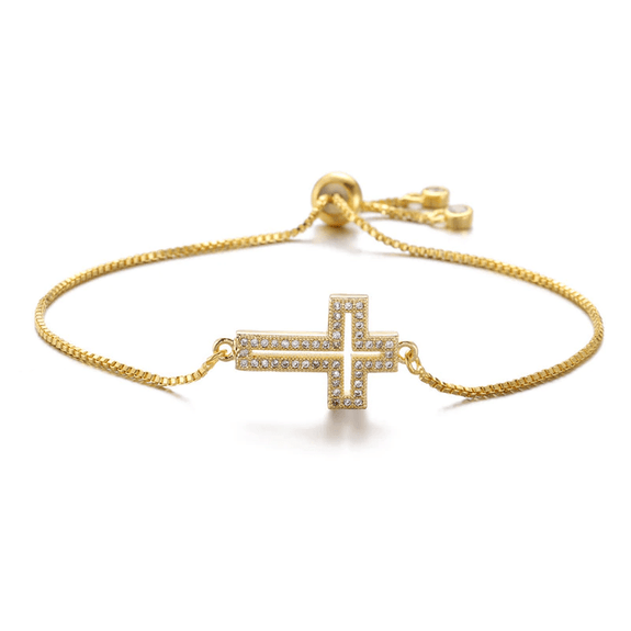 cross diamond bracelet gold