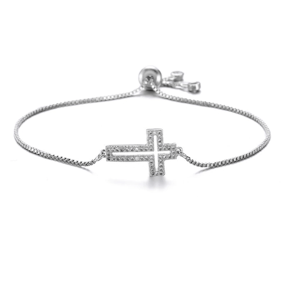 cross diamond bracelet silver