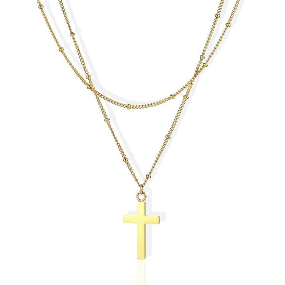 double layer cross necklace