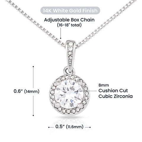 Cushion Cut Cubic Zirconia Crystal Necklace - Proverbs 3:5-6