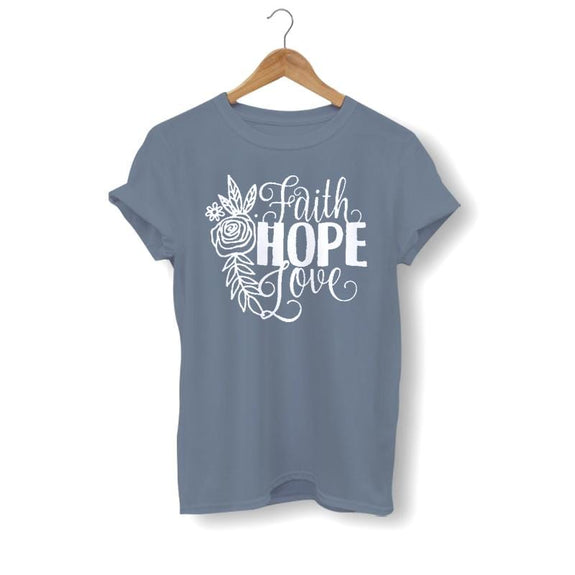 faith-hope-love-t-shirt. gray