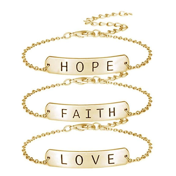 faith love hope bracelet gold
