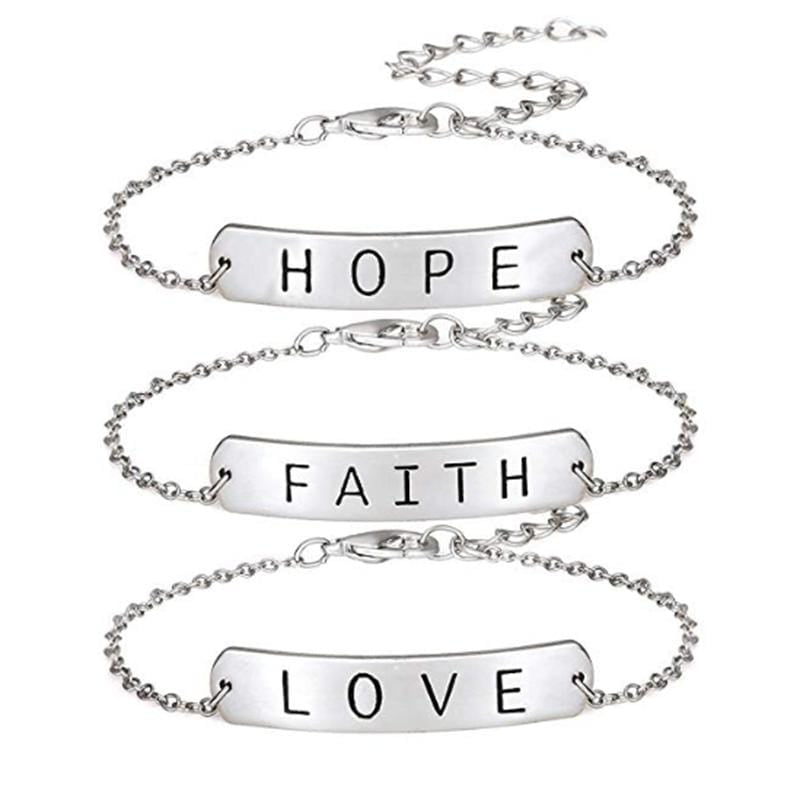 faith love hop bracelet silver