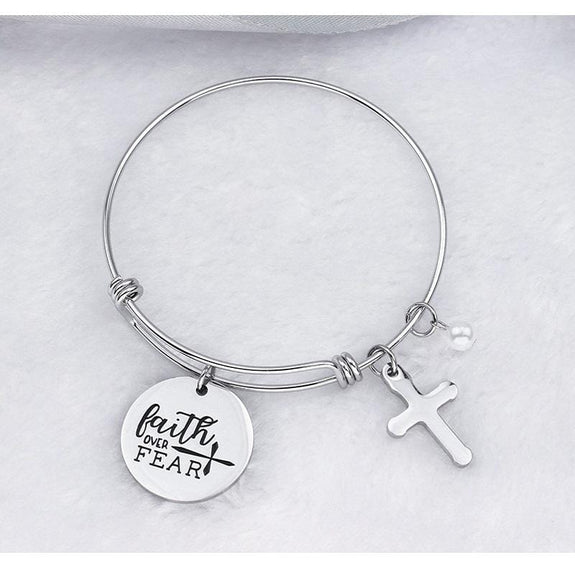 faith over fear bangle bracelet