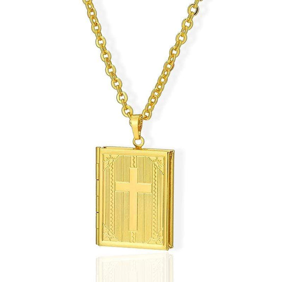 Holy Bible Locket Necklace gold