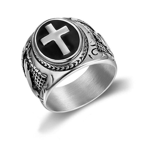 holy cross signet ring steel