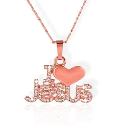 i love jesus necklace rose gold