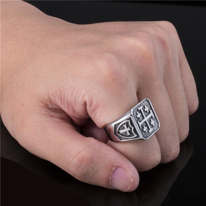 Jerusalem Cross Ring In 925 Sterling Silver — Size 16, Crusader Style