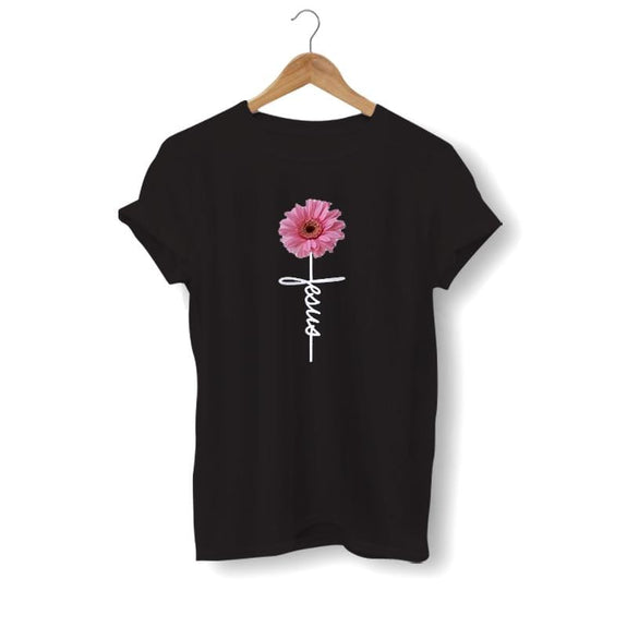 jesus-flower-shirt black