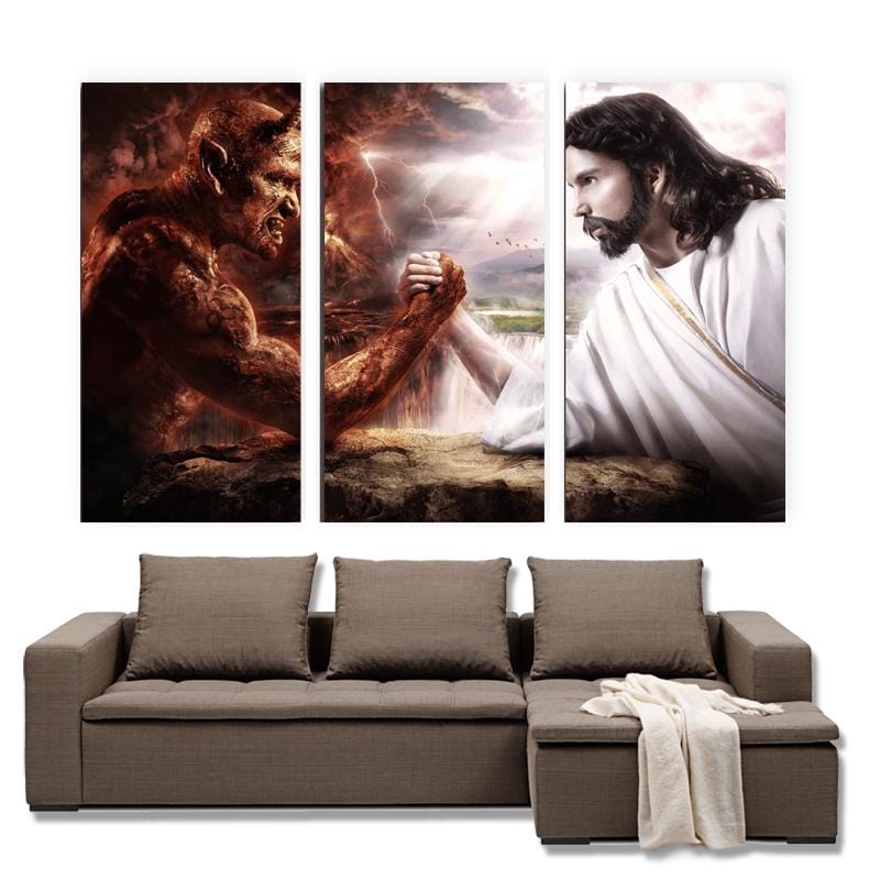 jesus and evil wall art
