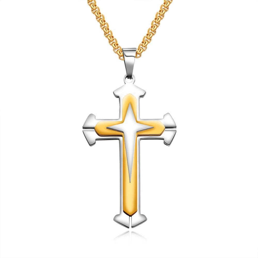 Layered Cross Necklace Gold