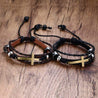 Leather Bracelets With Sideways Cross