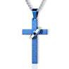 Lord's Prayer Ring Cross Necklace blue