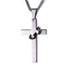 Lord's Prayer Ring Cross Necklace steel
