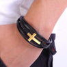 men's leather cross bracelet