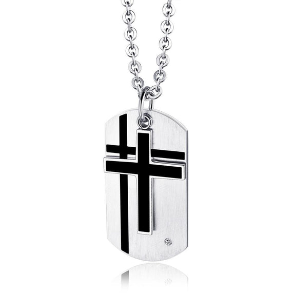 Men's Cross Dog Tag Necklace