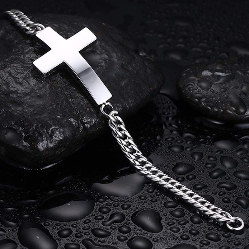 Sideways Christian Cross Bracelet Chain
