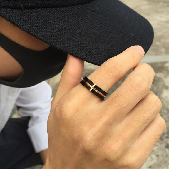 two tone christan cross ring