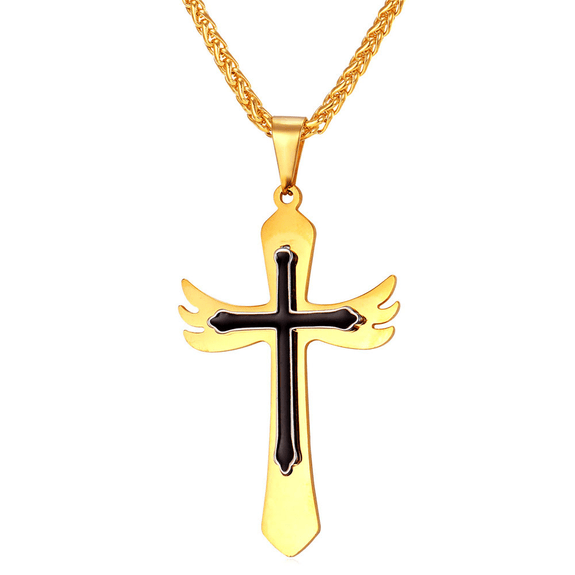 Men's Angel Cross Necklace