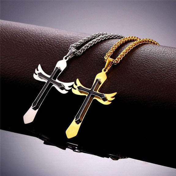 Men's Angel Cross Necklaces