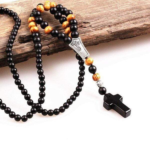 Rosary Beaded Cross Necklace