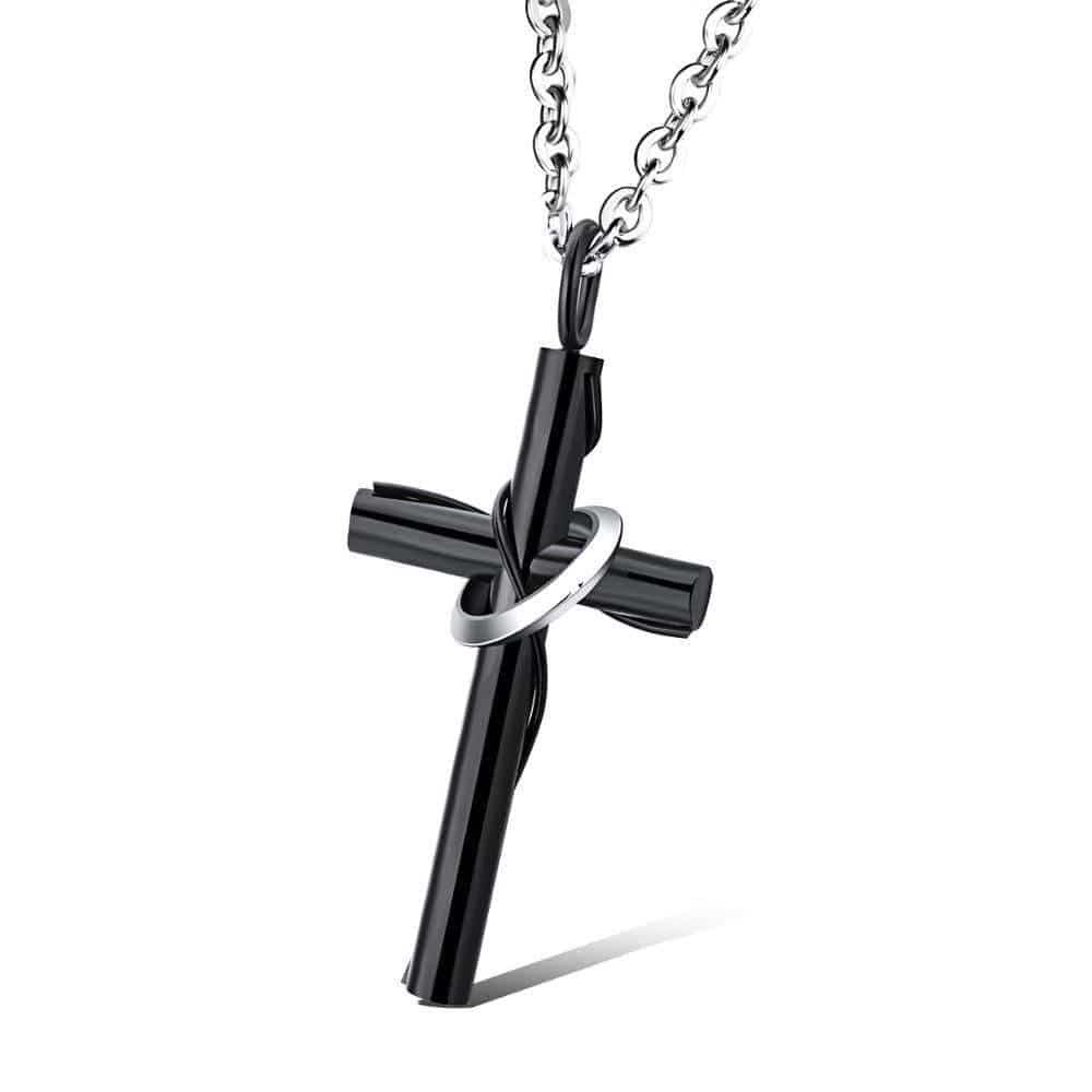 mens cross and ring necklace