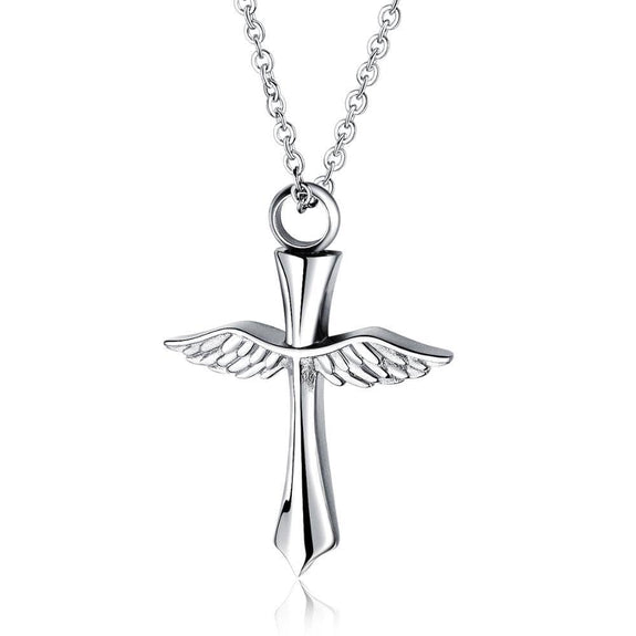 Men's Cross And Wing Necklace