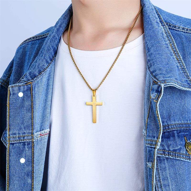 Lord's Prayer cross necklace for men